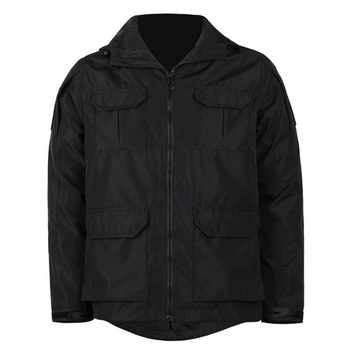 Men's  technical hooded utility field jacket with four flap cargo pockets and two-way zipper Drune