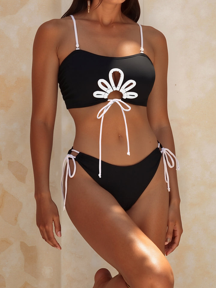 Damen Bikini-Set mit modischem Cut-Out und verspielten Bindebändern Drune