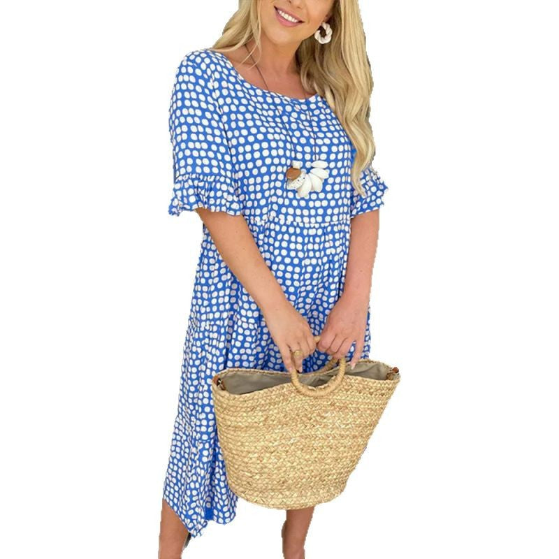 Damen Midi-Kleid im lässigen Boho-Stil mit reißfestem Material und elastischen Ärmeln Drune