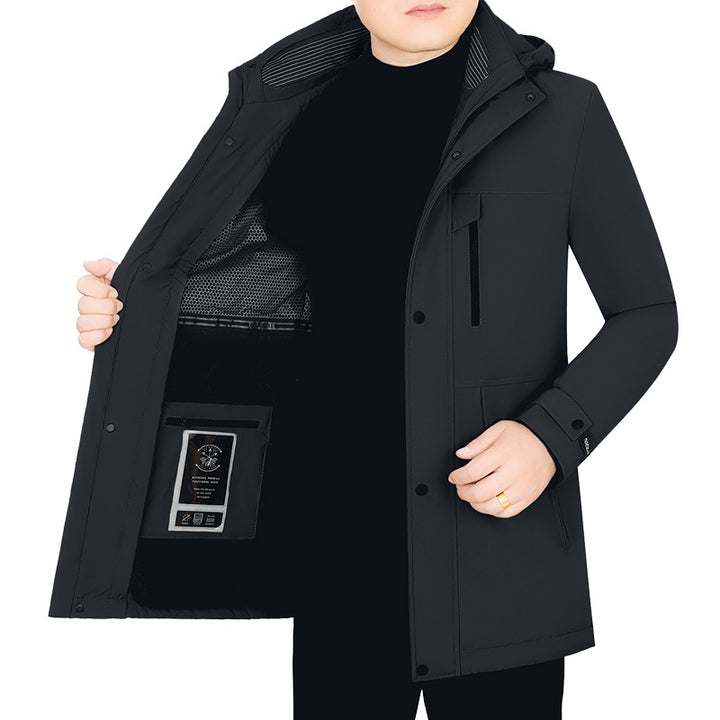 Herren Wasserabweisender Parka mit herausnehmbarer Kapuze und integrierter Smartphone-Innentasche Drune