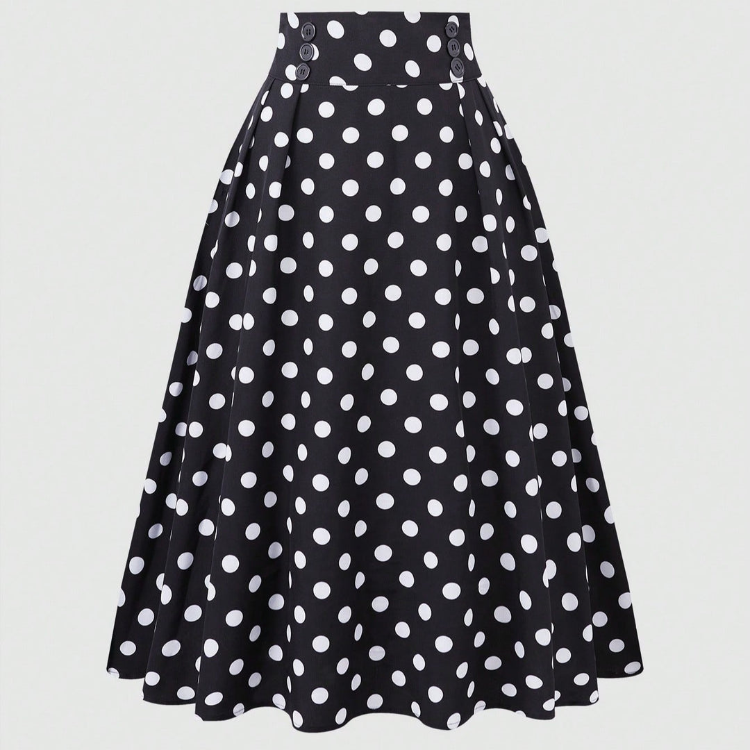 Damen Eleganter Midirock mit Polka Dots Drune