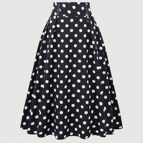 Damen Eleganter Midirock mit Polka Dots Drune