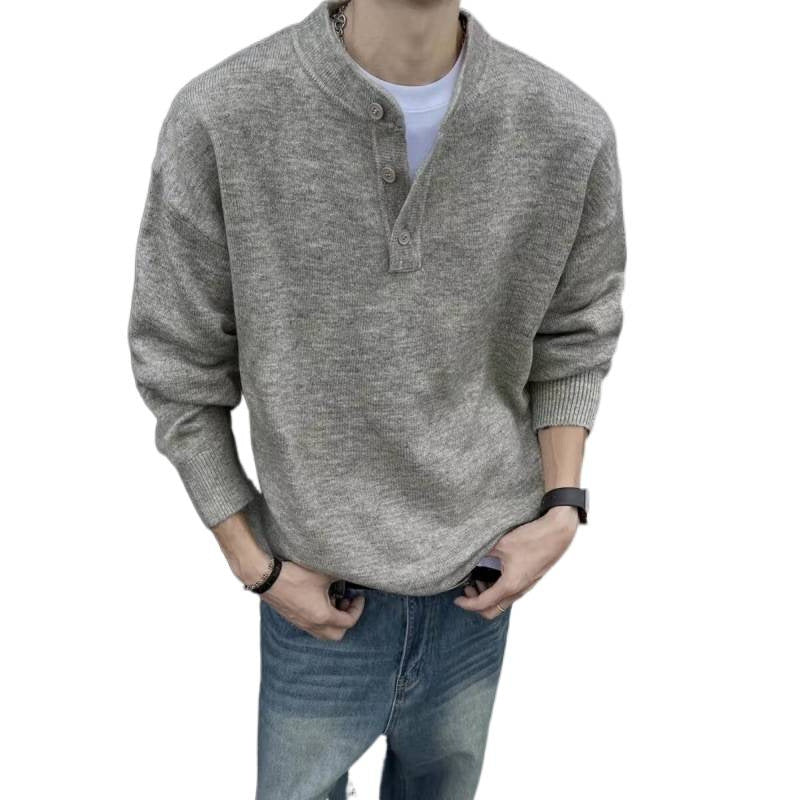 Herren Lässiger Strickpullover mit Knopfleiste Drune
