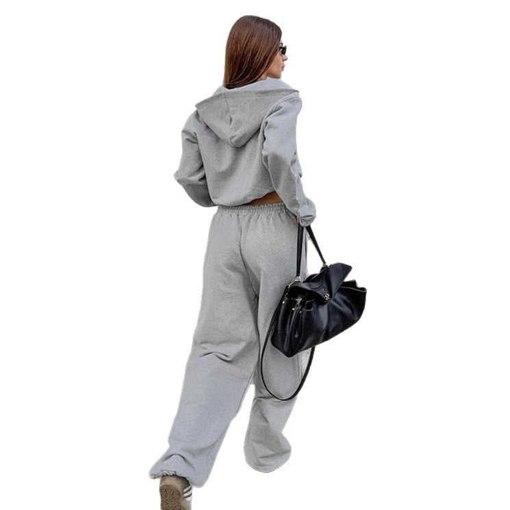 Damen trendiges und bequemes Cropped Sweatshirt mit passender Hose Drune