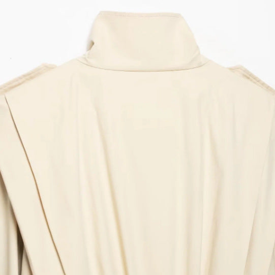 Damen Cropped Doppelreihiger Trench‑Blouson mit Stehkragen, Schulterpatten und elastischem Saum Drune