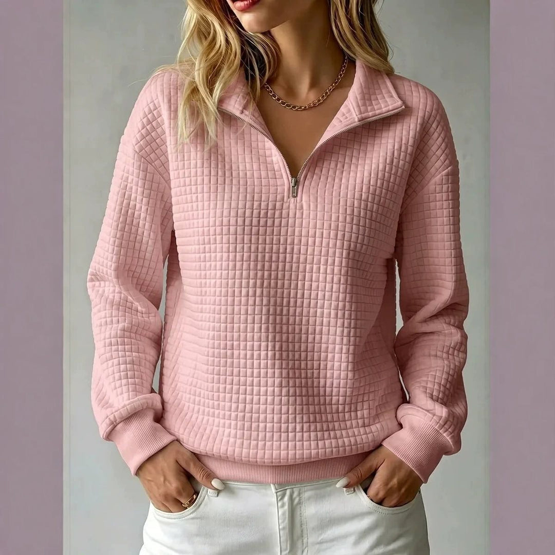 Damen Stepp-Fleece-Pullover mit halbem Reißverschluss und Stehkragen Drune