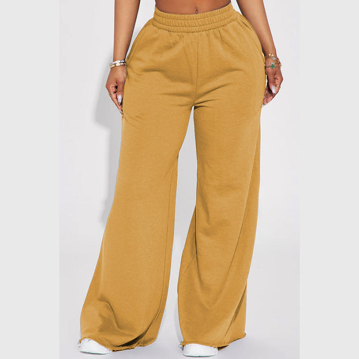 Damen nan weite High-Waist Loungehose mit elastischem Bund und praktischen Seitentaschen Drune