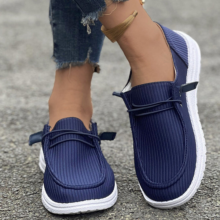 Damen Cordstoff Slipper-Sneaker mit leichter Gummisohle und elastischem Schnürzug Drune