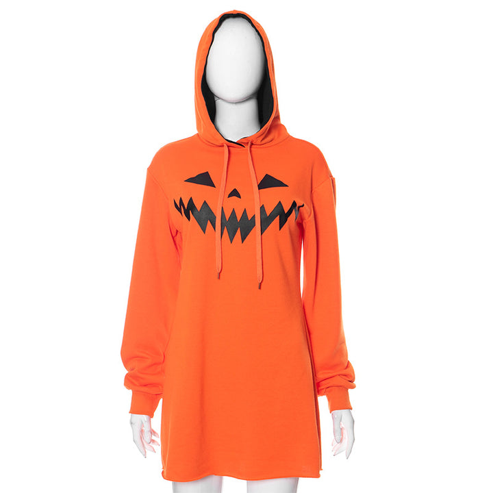Damen Kapuzenkleid mit Halloween-Motiv Drune