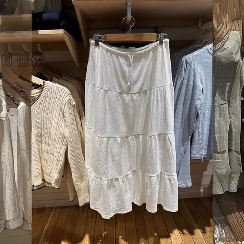 Damen lässiger Maxi-Rock mit voluminösem Stufen-Design Drune