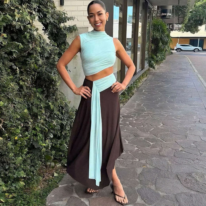 Damen Wickelkleid mit modernem Drapierungsdesign und elegantem Schnitt Drune