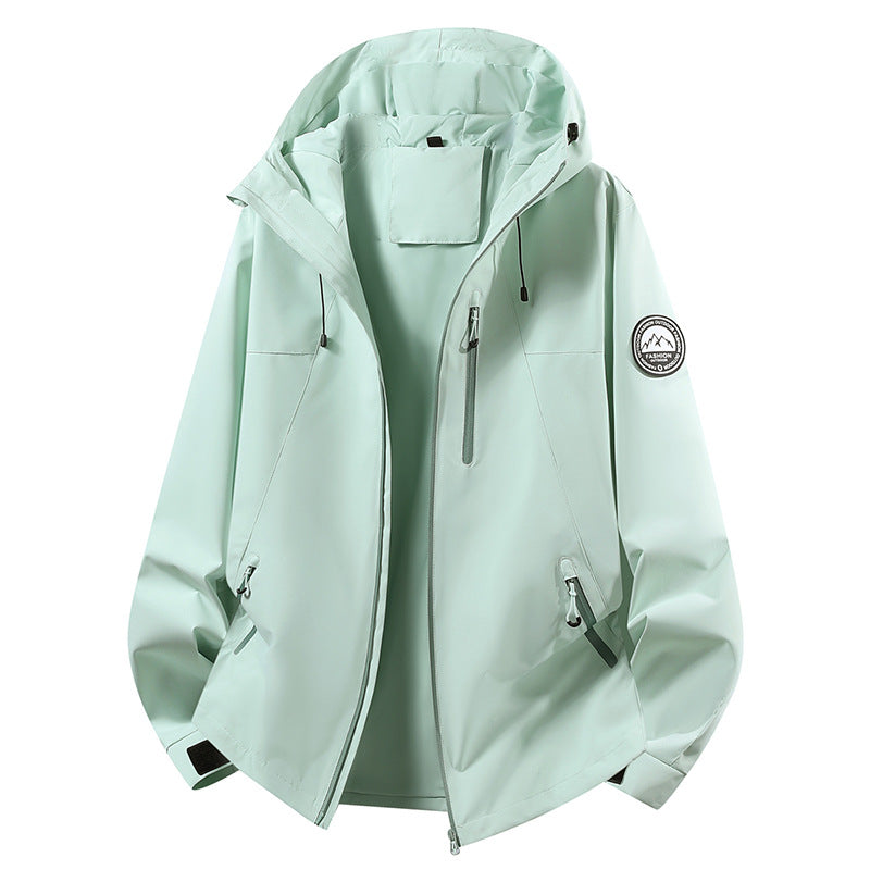 Unisex ultraleichter wasserdichter Kapuzenblouson mit verschweißten Nähten und Brust-Reißverschluss Drune