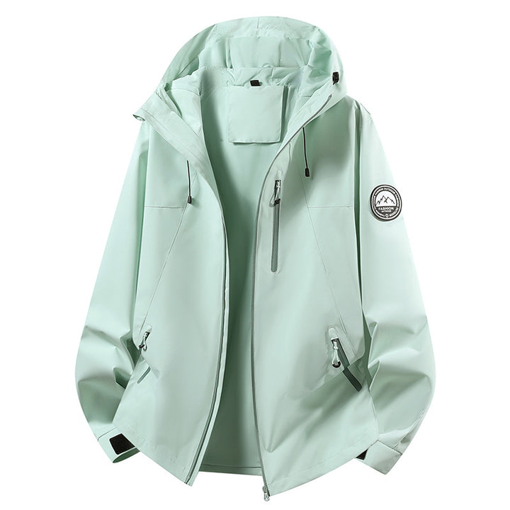 Unisex ultraleichter wasserdichter Kapuzenblouson mit verschweißten Nähten und Brust-Reißverschluss Drune
