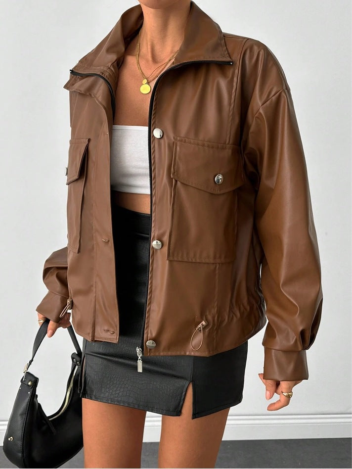 Damen lässige Oversized-Jacke mit großen Taschen Drune