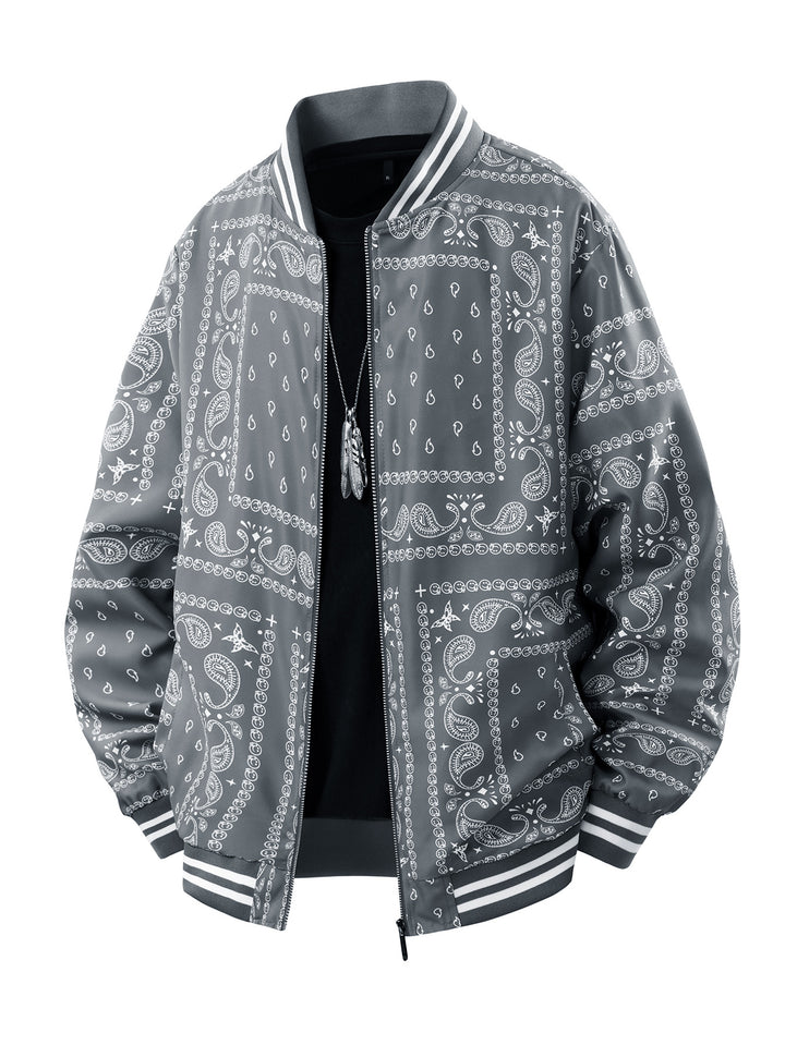 Herren Coole Bomberjacke mit Paisleymuster Drune