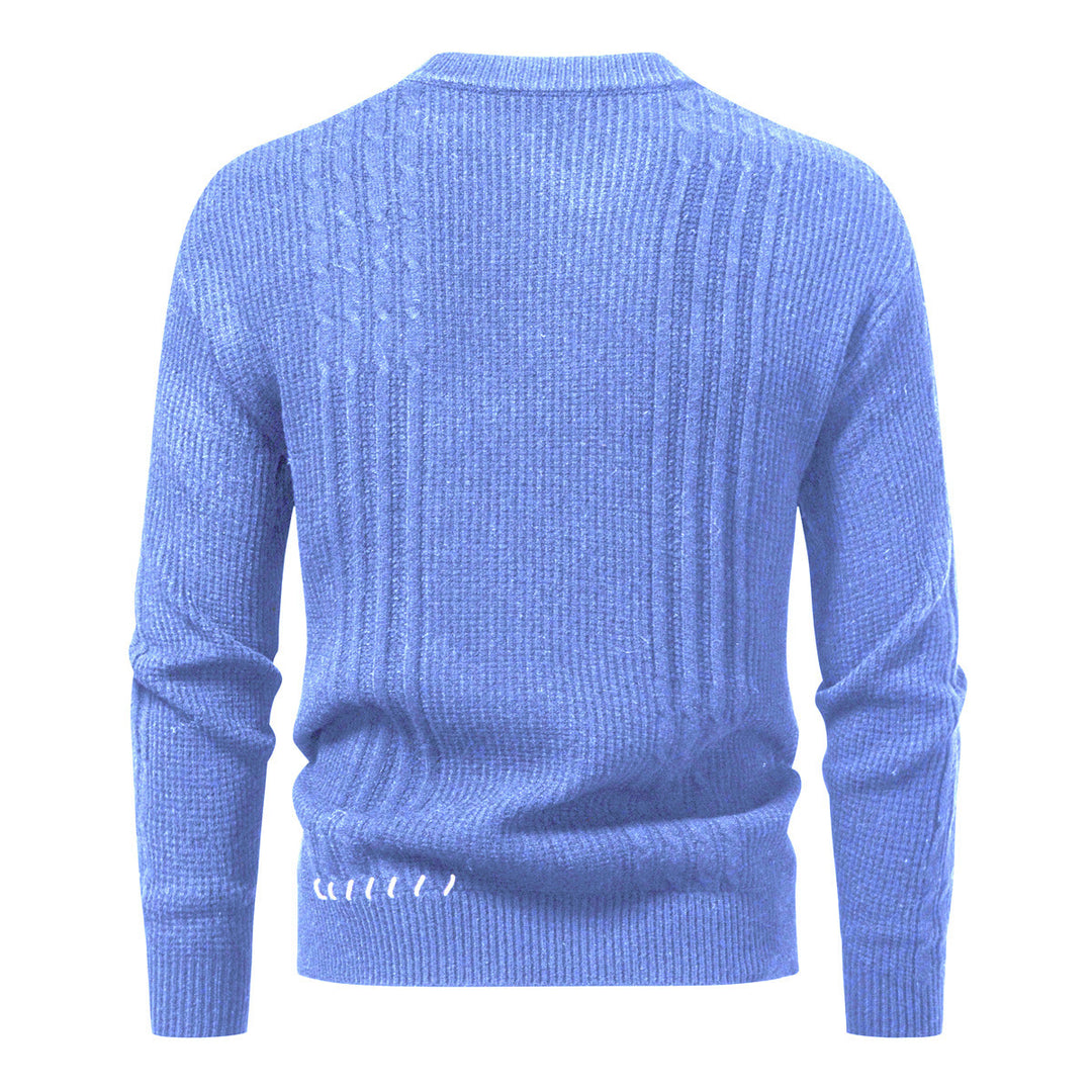 Herren Strukturiertes Rippstrick-Pullover mit Ziernähten und Logo‑Patch Drune