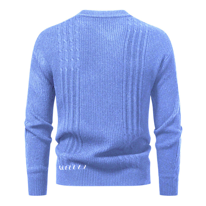 Herren Strukturiertes Rippstrick-Pullover mit Ziernähten und Logo‑Patch Drune