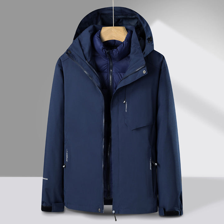 Herren dreiteiliger Übergangsparka mit abnehmbarer gesteppter Innenjacke und wetterfester Softshell-Außenlage Drune