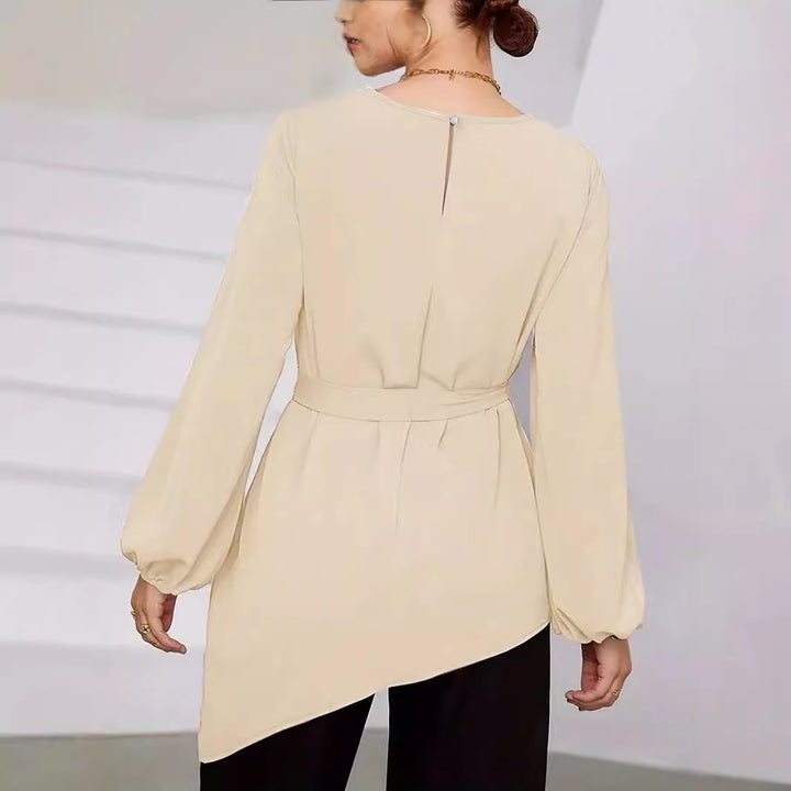 Damen Elegantes Oberteil mit asymmetrischem Saum und Taillierung Drune
