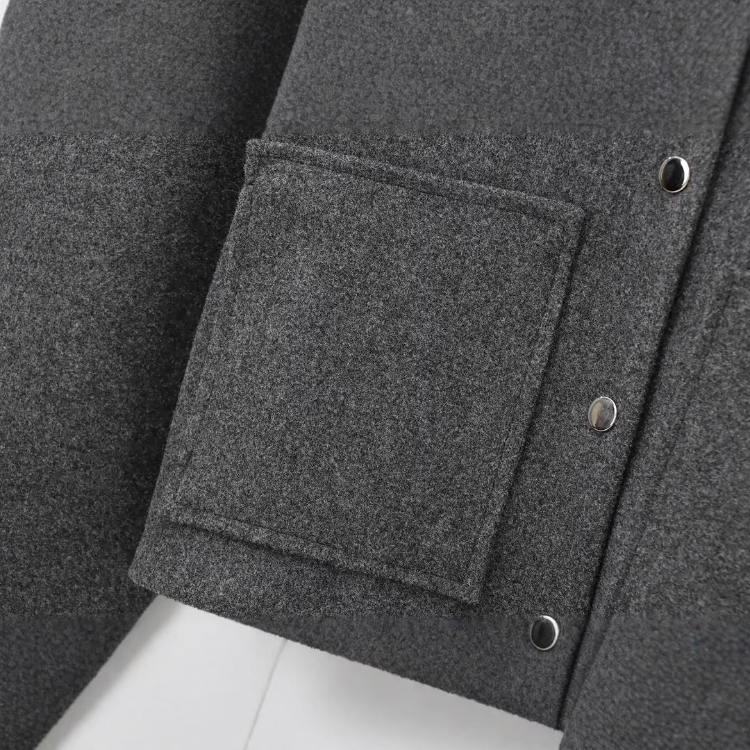 Damen Cropped Wollmix‑Jacke im Boxy‑Schnitt mit Stehkragen und aufgesetzten Taschen Drune