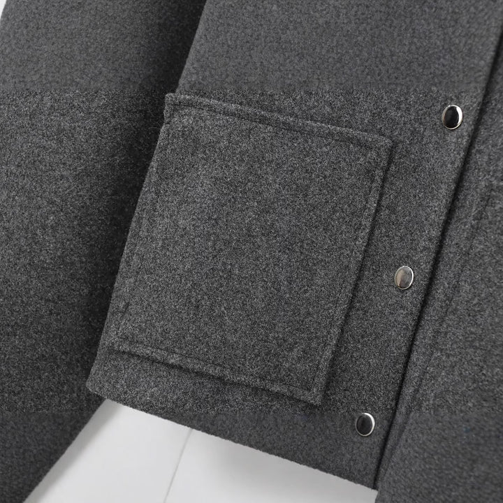 Damen Cropped Wollmix‑Jacke im Boxy‑Schnitt mit Stehkragen und aufgesetzten Taschen Drune