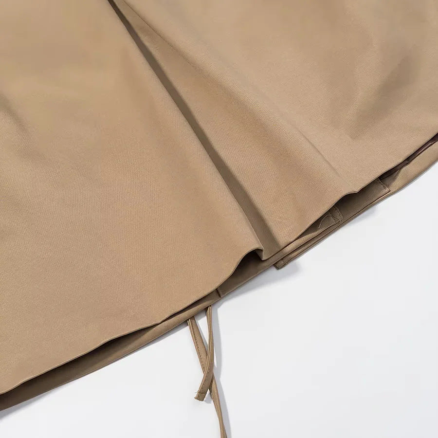 Damen nan kurze Bindemantel-Jacke mit Hemdkragen dekorativen Schleifen und kastiger Cropped-Silhouette Drune