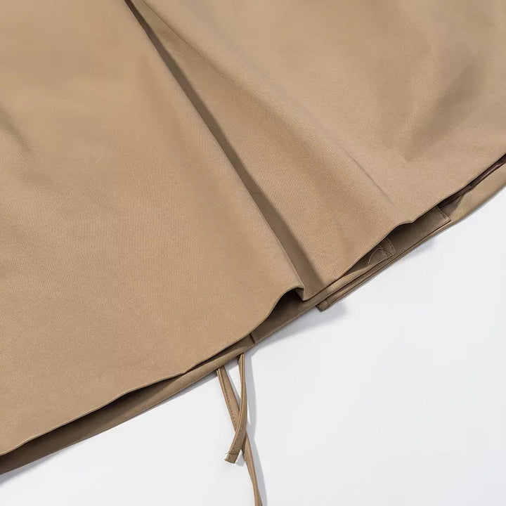 Damen nan kurze Bindemantel-Jacke mit Hemdkragen dekorativen Schleifen und kastiger Cropped-Silhouette Drune