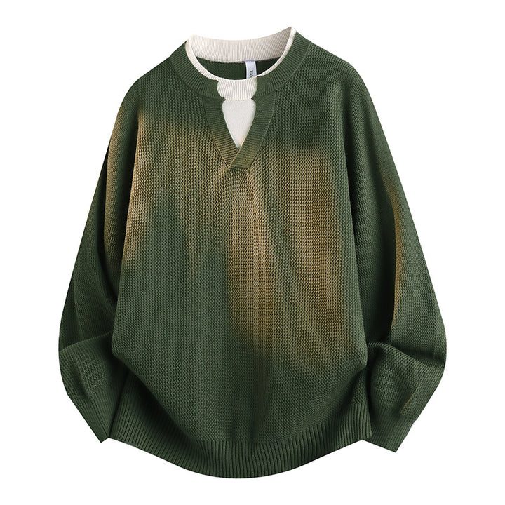 Damen Stylischer Grobstrickpullover mit V-Ausschnitt Drune