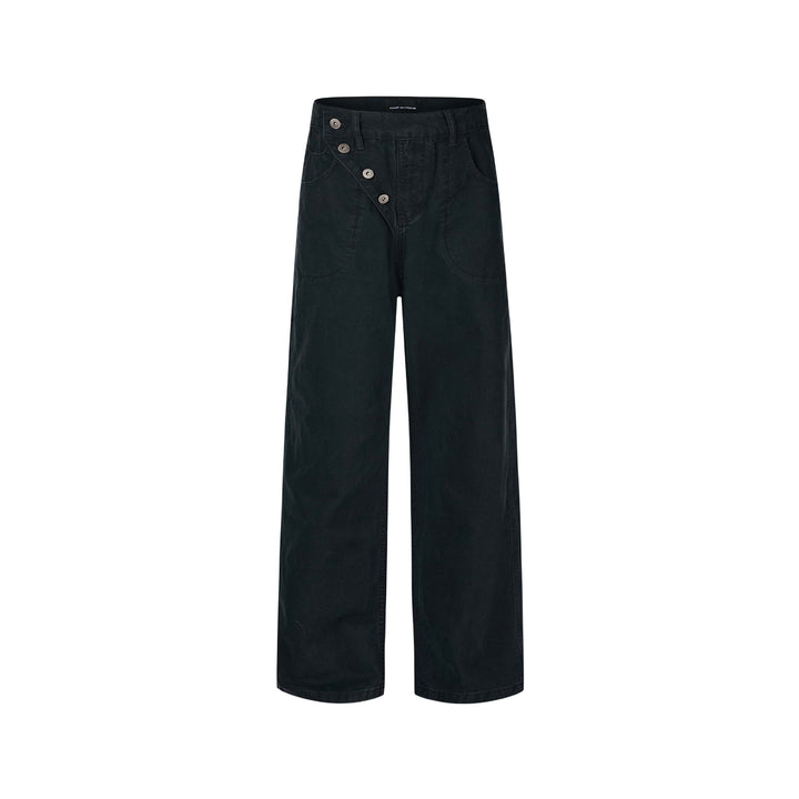 Damen High-Waist Culotte-Hose mit asymmetrischer Knopfleiste Drune