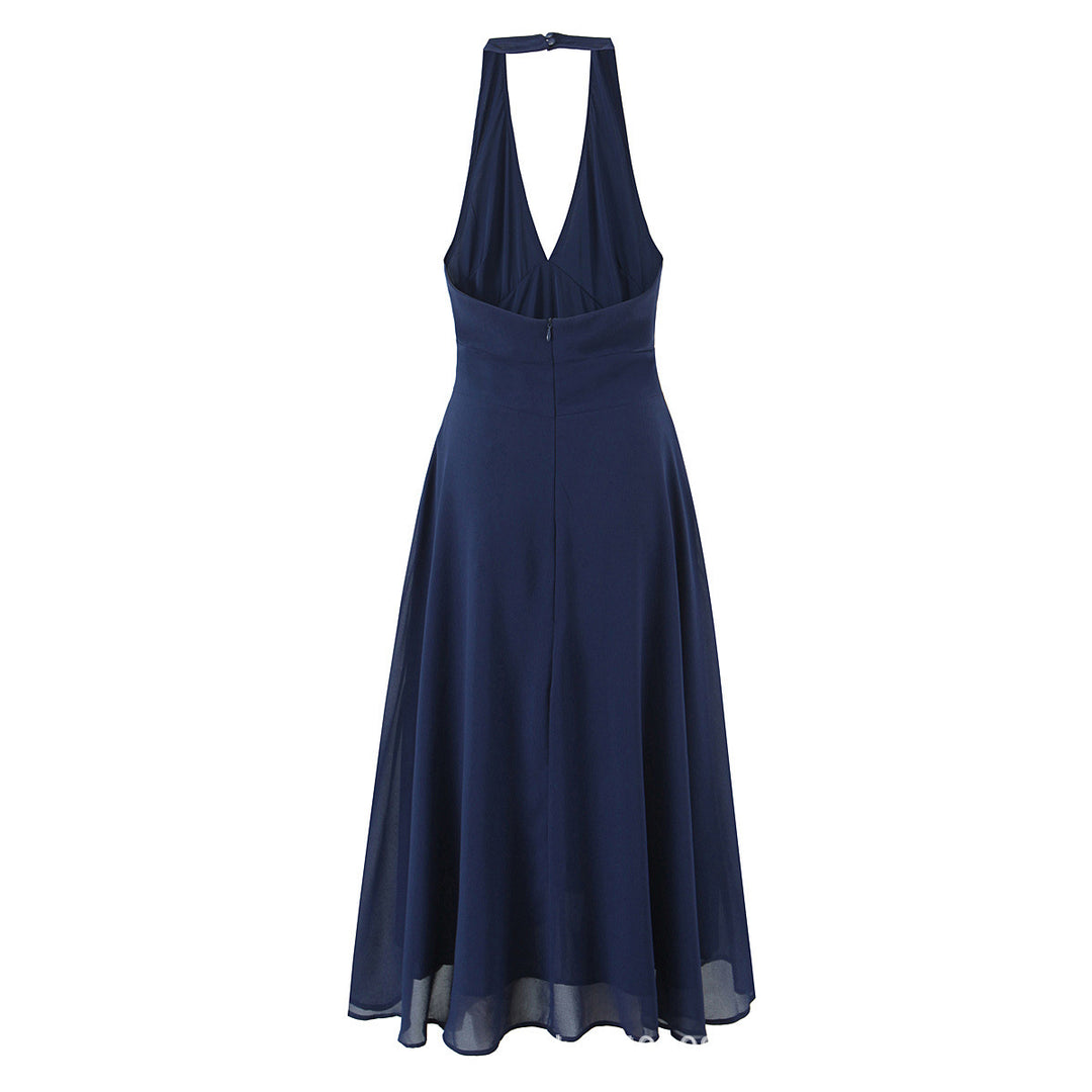 Damen schwingendes Midikleid mit V-Ausschnitt und elegantem Schnitt Drune
