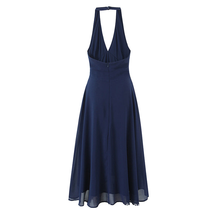 Damen schwingendes Midikleid mit V-Ausschnitt und elegantem Schnitt Drune