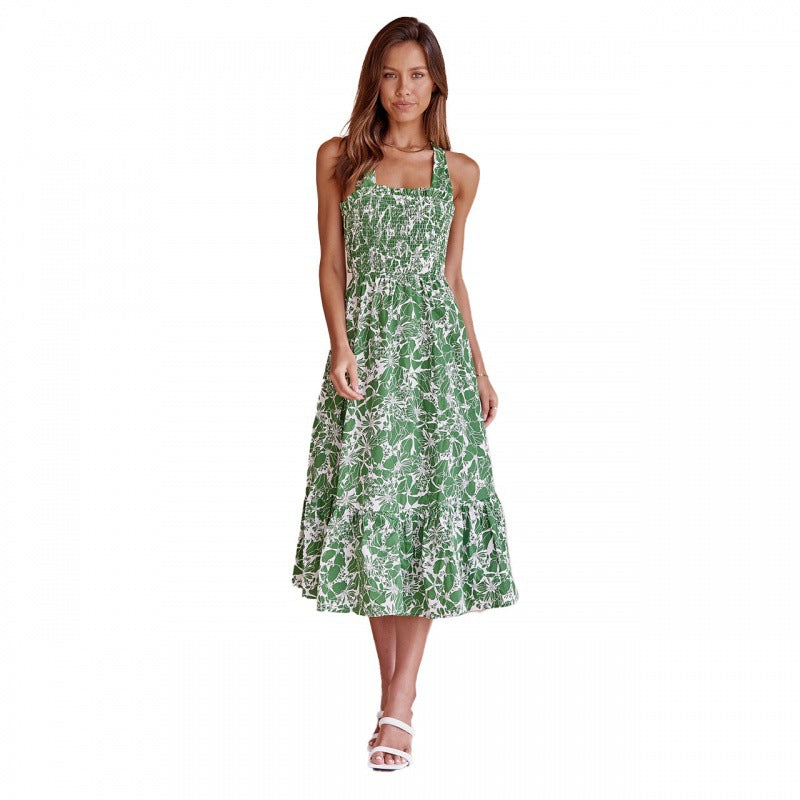 Damen Maxikleid mit romantischem floralen Design und elastischem Taillenzug Drune