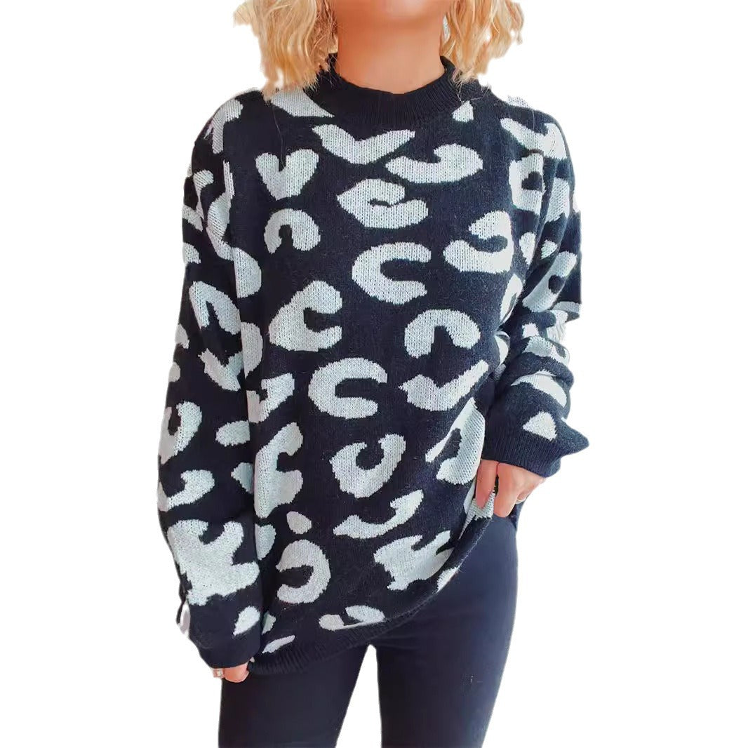 Damen gemütlicher Pullover im modernen Leopardenmuster Drune