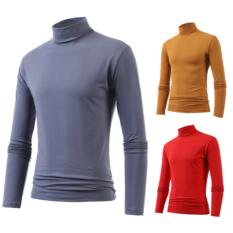 Herren nan schlankes Rollkragen-Langarmshirt aus feinem Baumwoll-Stretch Slim Fit Drune