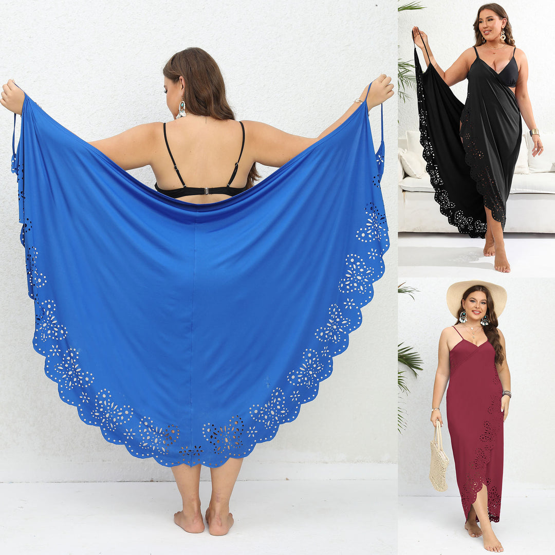 Damen schicker Strandüberwurf mit floralem Schnitt Drune