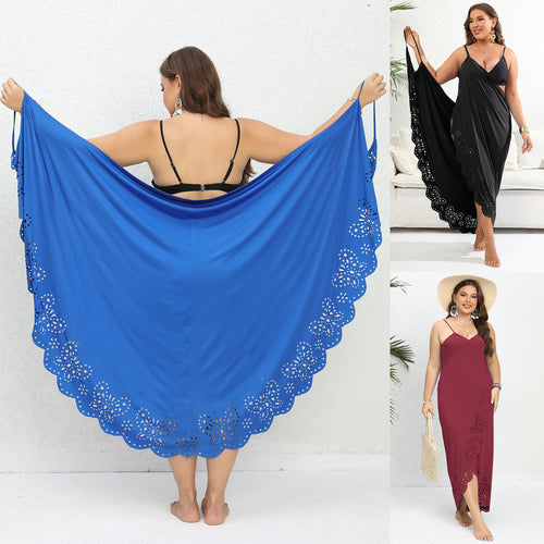 Damen schicker Strandüberwurf mit floralem Schnitt Drune