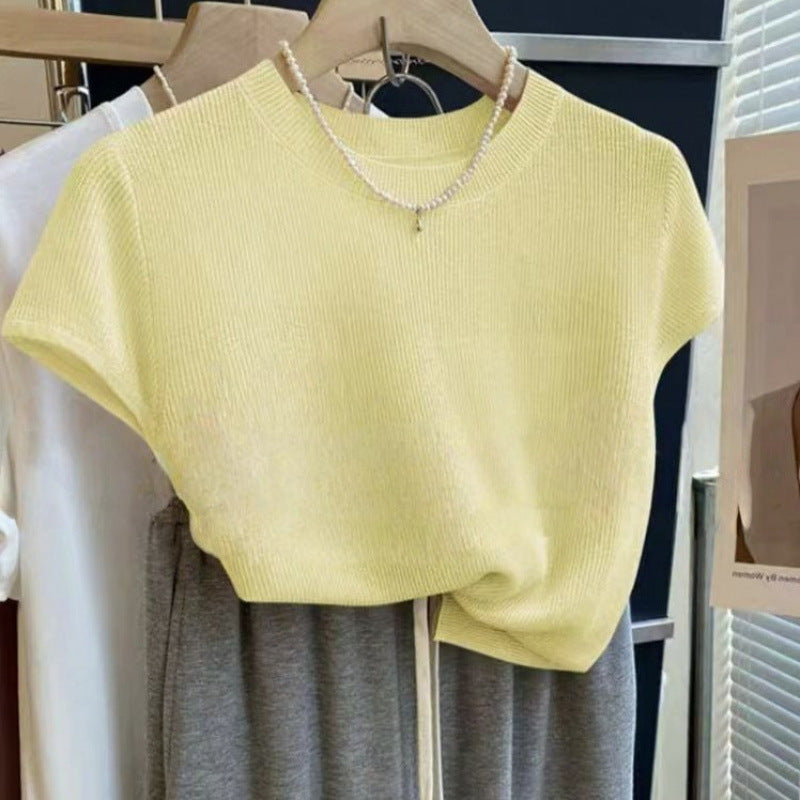 Damen lässiges Kurzarm-Strickshirt Drune