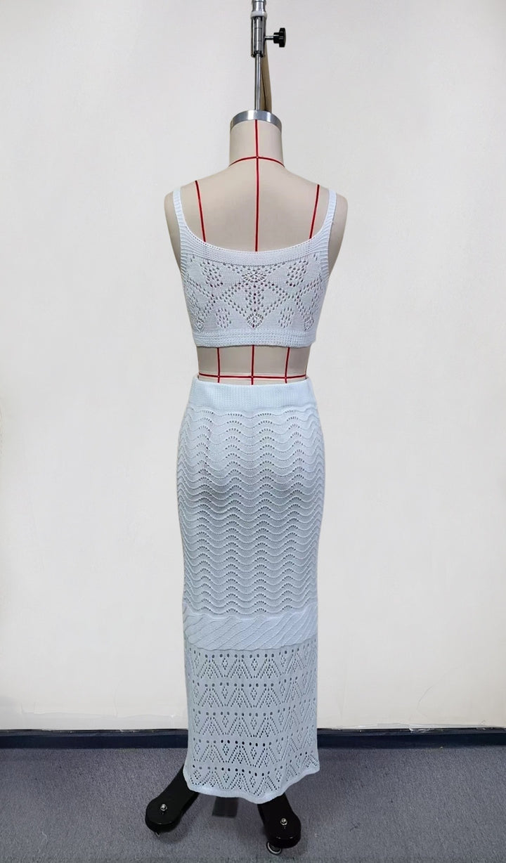 Damen Stricktop und Rock Set Drune