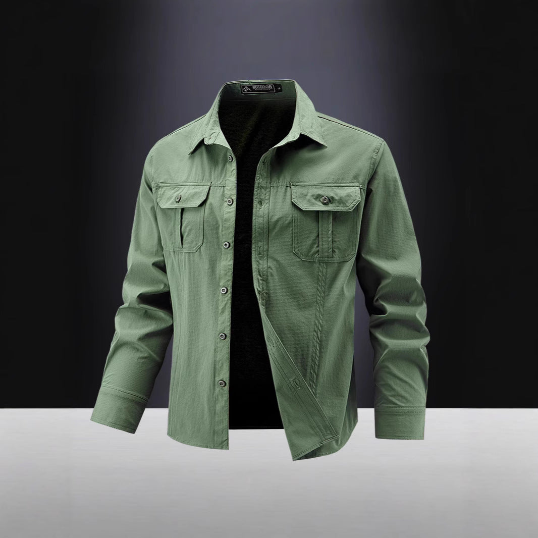 Herren Lässige Hemdjacke mit Brusttaschen Drune