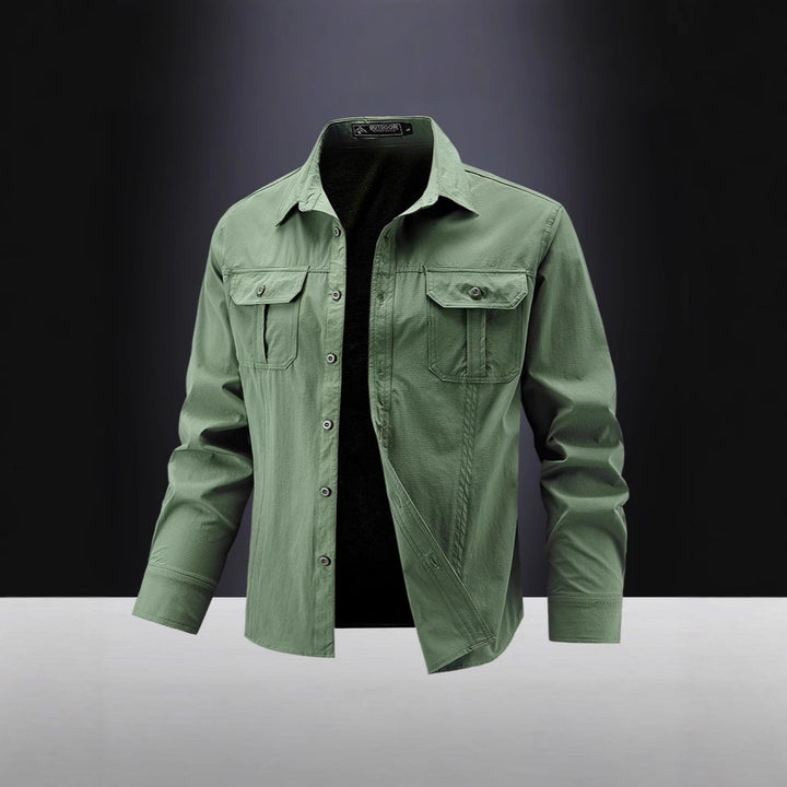 Herren Lässige Hemdjacke mit Brusttaschen Drune