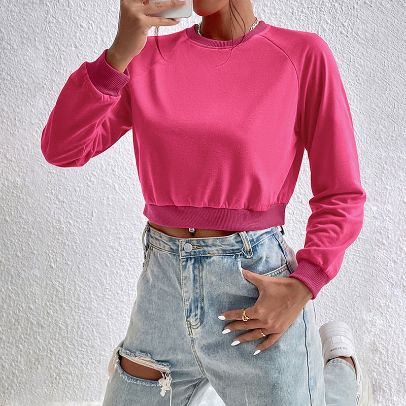 Damen Sportlicher Cropped Pullover Drune