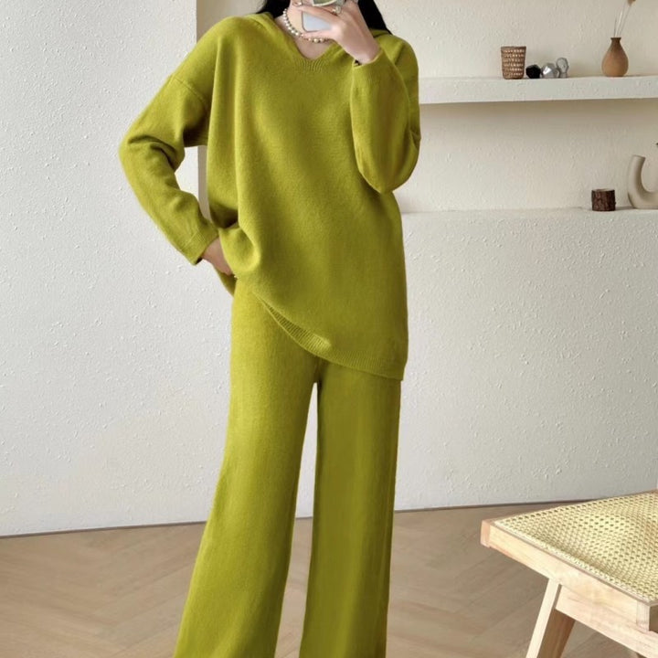 Damen Kuscheliges Strickensemble mit weitem Schnitt und elegantem Design Drune