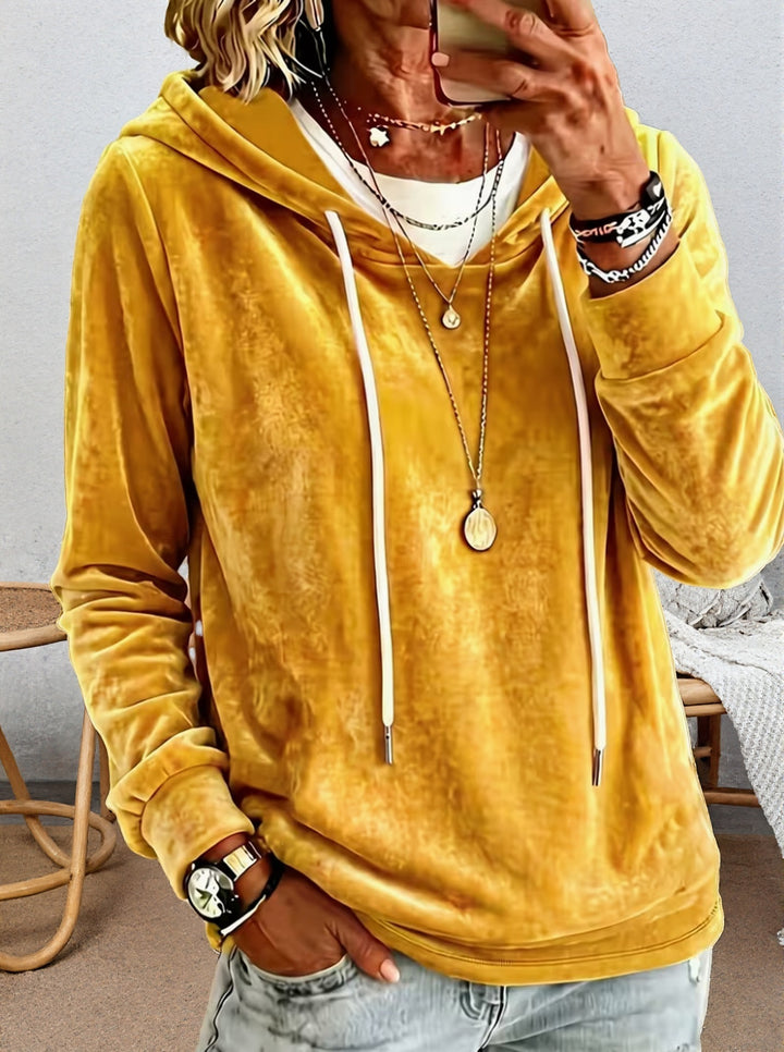 Damen Samtvelours-Hoodie mit Kordelzug und lässiger Oversize-Passform Drune