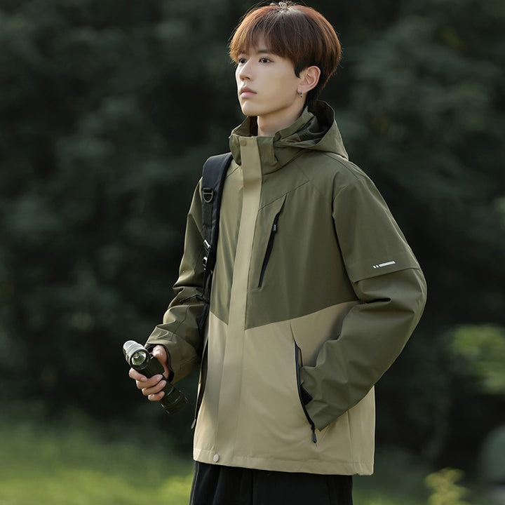Herren Zweifarbige Wind- und Wasserabweisende Softshelljacke mit Kapuze Drune