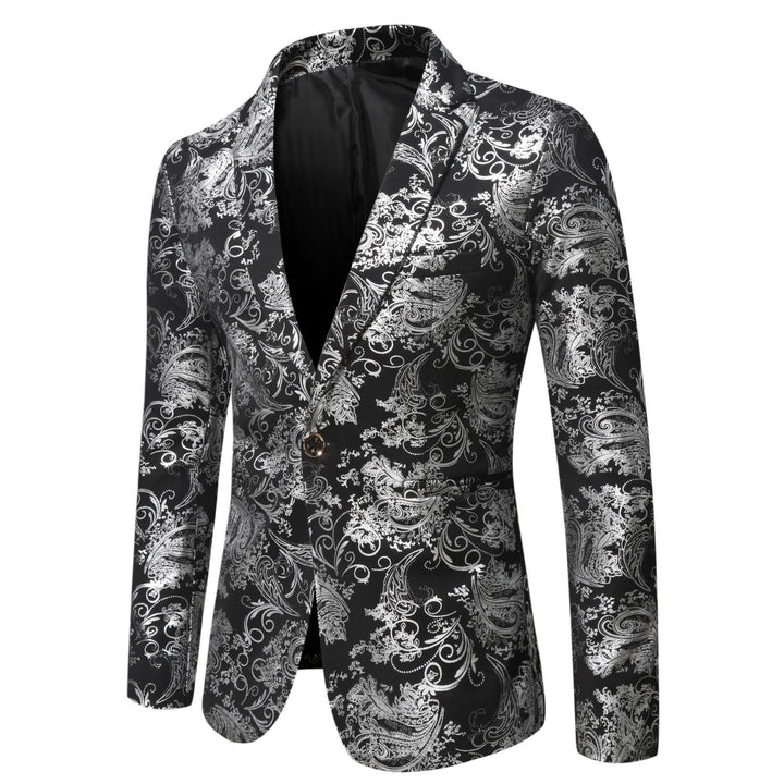Herren Jacquard-Sakko im Smokingstil mit Schalkragen und einreihiger Knopfleiste Drune