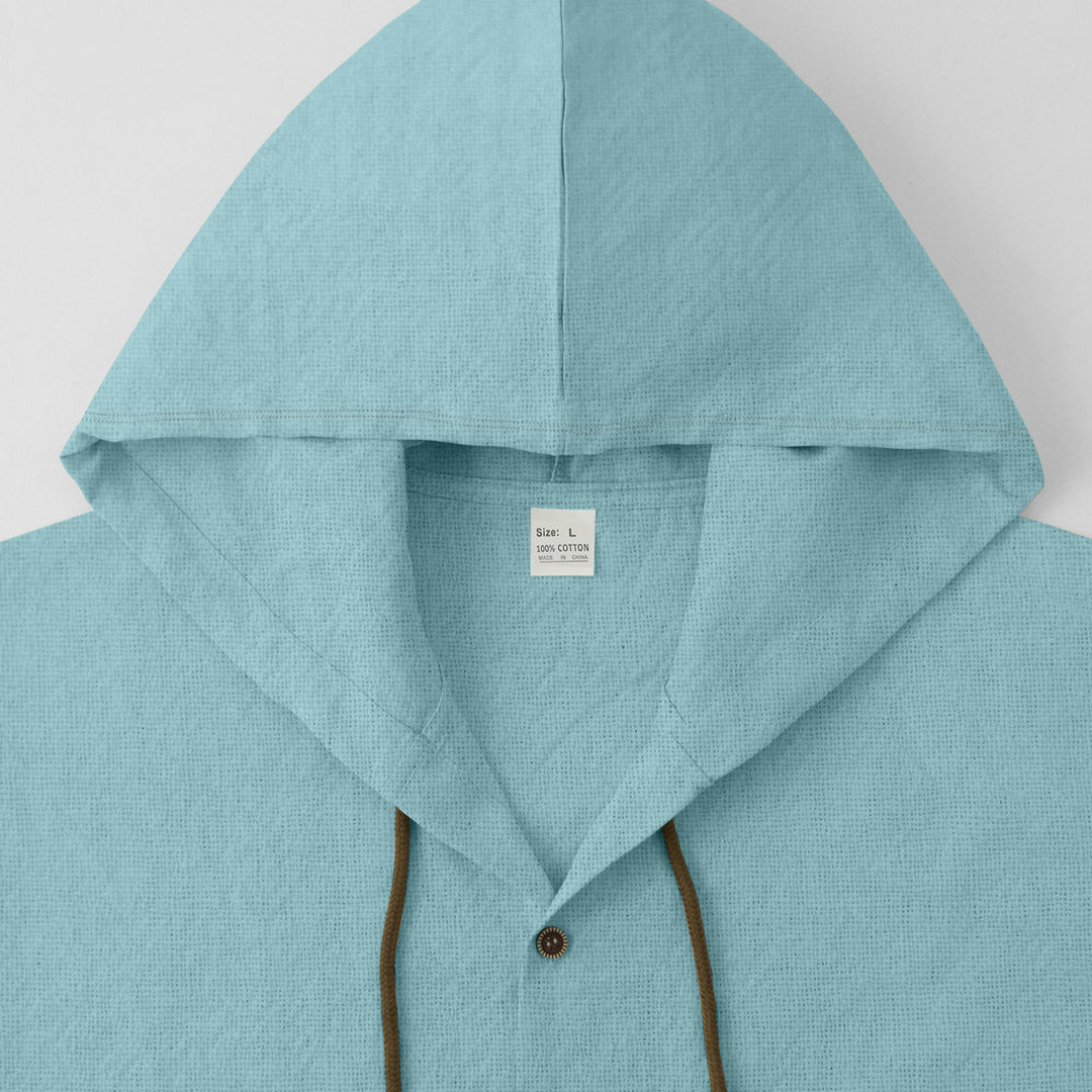 Herren lässiges Hemd mit Kapuze und Knopfdetails Drune