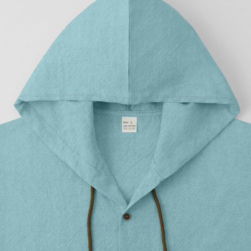 Herren lässiges Hemd mit Kapuze und Knopfdetails Drune