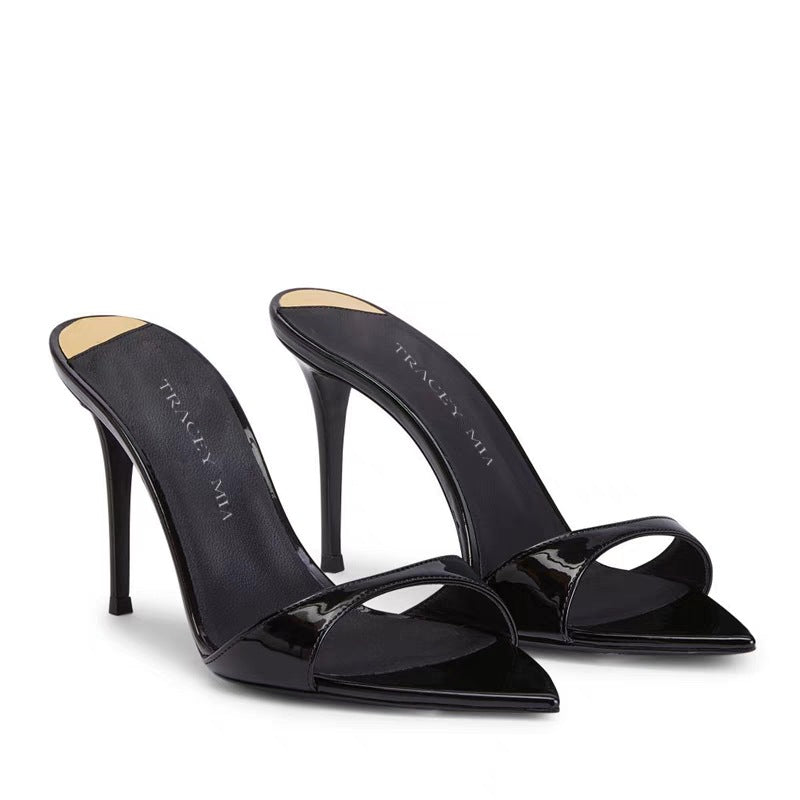Damen Spitzer Zeh Offene Ferse Stilettos Drune