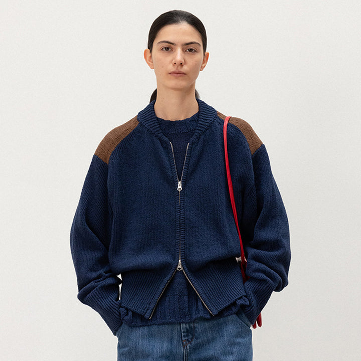 Damen Modische Strickjacke mit Reißverschluss Drune