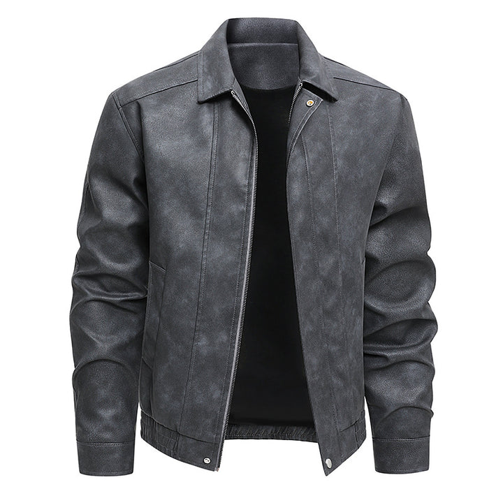 Herren  distressed Faux-Suede Zip-Front Kragenjacke mit elastischem Saum Drune
